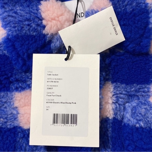 NWT Stand Studio Pink Blue Sherpa Sabi Coat- Revolve - Picture 6 of 8